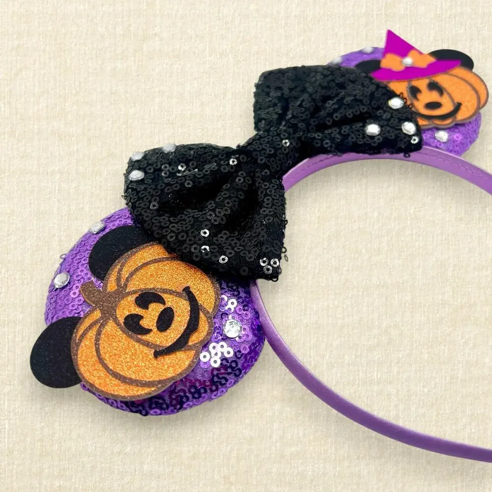 Lavender Pumpkin Minnie Ears | Disney-Inspired Halloween Mouse Ears